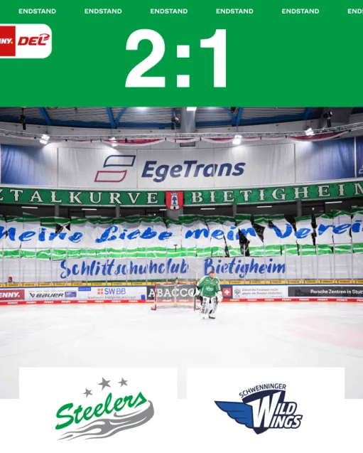 DERBYSIEGER! Steelers gewinnen mit 2:1 gegen Schwenningen