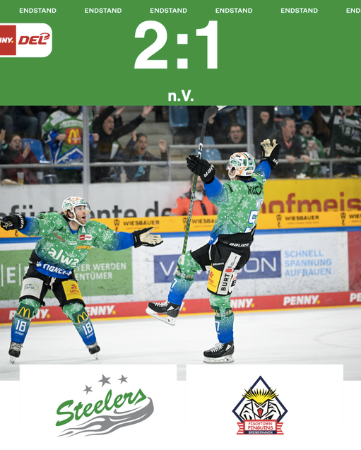 Steelers belohnen sich und siegen mit 2:1 n.V. gegen Bremerhaven